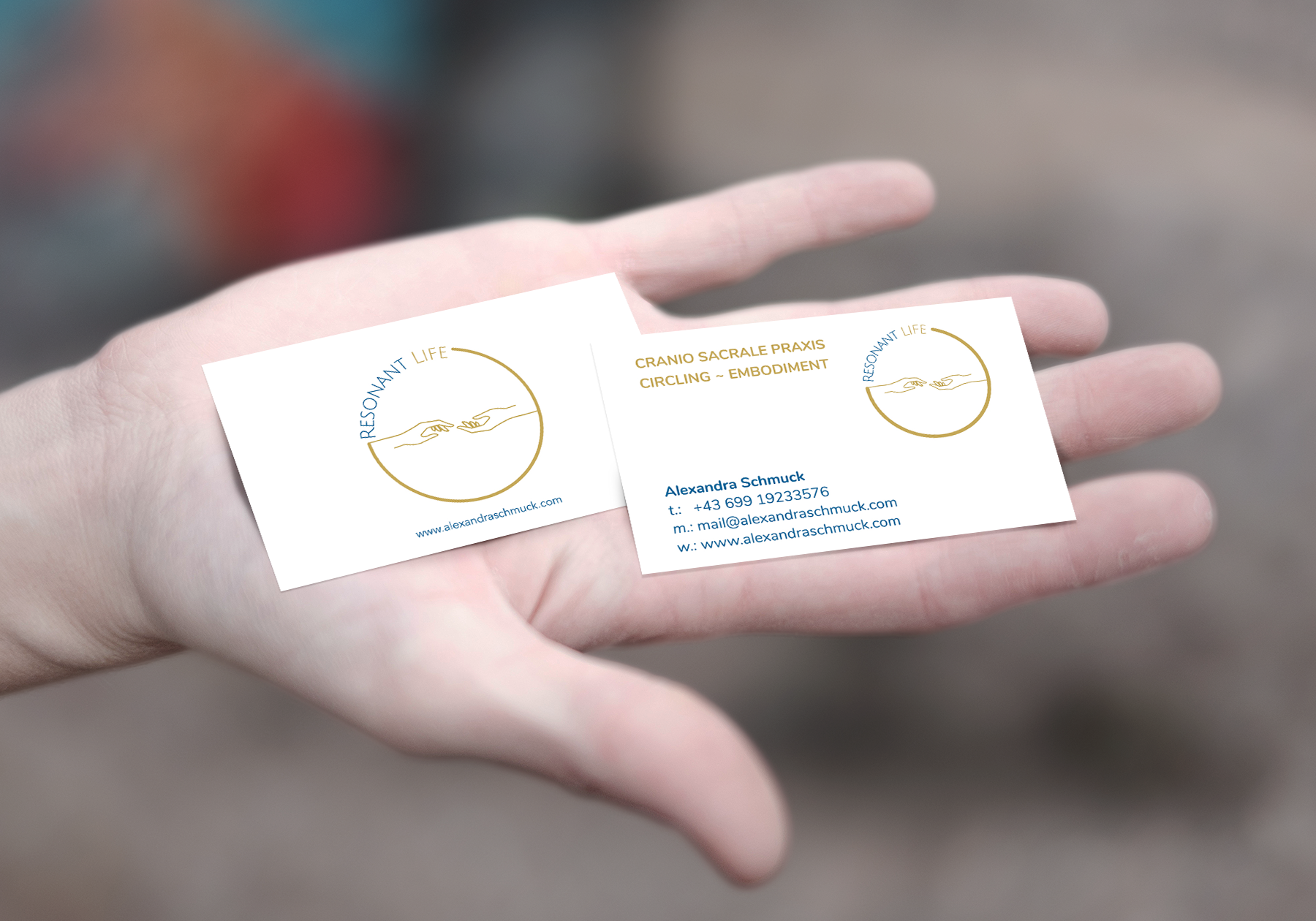 hand with business card